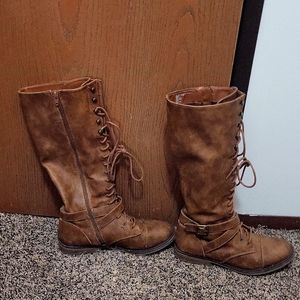 Knee high lace-up boots